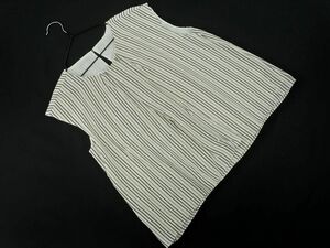  cat pohs OK Ballsey Tomorrowland chiffon stripe no sleeve blouse shirt size36/ #* * dgb8 lady's 