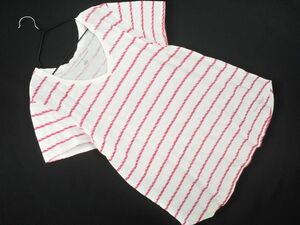 ネコポスOK TOMMY HILFIGER トミーヒルフィガー Vネック ボーダー 半袖 Tシャツ sizeM/白 ■◆ ☆ dgb9 レディース