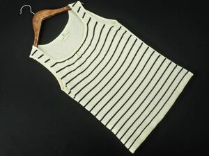  cat pohs OK KUMIKYOKU Kumikyoku Anne gola. border no sleeve knitted sweater size2/ ivory #* * dgc1 lady's 