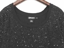 ネコポスOK DKNY ダナキャランニューヨーク スパンコール カットソー sizeP/黒 ■◆ ☆ dgc1 レディース_画像2