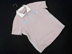 ネコポスOK adabat アダバット ボーダー ハーフジップ 半袖 カットソー size40/ミントｘピンク ■◆ ☆ dgc4 レディース