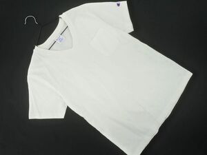 ネコポスOK Champion チャンピオン Vネック ポケット Tシャツ sizeS/オフホワイト ■◆ ☆ dgc8 メンズ