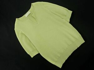  cat pohs OK B:MING by BEAMS key neck rib summer knitted cut and sewn green #* * dgd1 lady's 