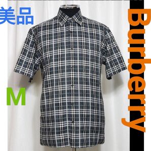 【極美品】バーバリーBurberry チェック 半袖 コットン シャツ M