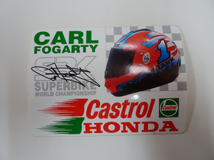 希少 CARL FOGARTY カール・フォガティ Castrol HONDA SUPER BIKE WORLD CHAPION SHIP ステッカー 10.8cm×7.9cm 当時物 定形外84円