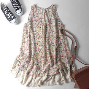 pa-lisi.PAR ICI Layered even doing pretty hem switch Petit Flower no sleeve chiffon tunic One-piece casual l0629-8