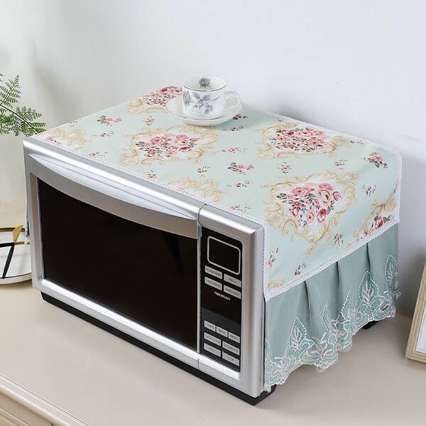 新品　電子レンジカバー　テーブルクロス　防塵　飾り　マルチカバー　花柄　95＊35 グリーン　雰囲気