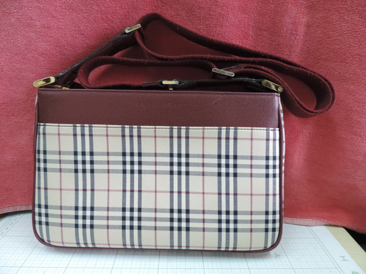 売り たい - BURBERRY バーバリー チェック柄 ショルダーバッグ レザー