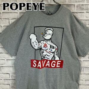 POPEYE ポパイ アニメ キャラクター 筋肉マッチョ Tシャツ 半袖 輸入品 春服 夏服 海外古着 プリント ゆったり アニメ