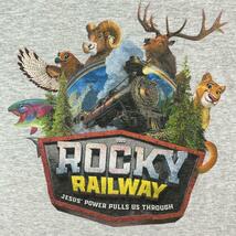 ROCKY RAILWAY バケーションバイブルスクール Tシャツ 半袖 輸入品 春服 夏服 海外古着 教会 夏季学校 夏期講習 2020 アニマル 動物 鉄道_画像4