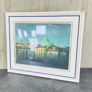 Art hand Auction Night view of Cologne Cathedral [Used] Hideo Mori 12/75 World Heritage Tour Series Landscape painting with frame/53878, artwork, painting, others