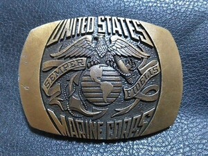  belt buckle 1980 year Vintage UNITED STATES MARINE CORPS military USA INDIANA METAL CRAFT America sea .. army marine 