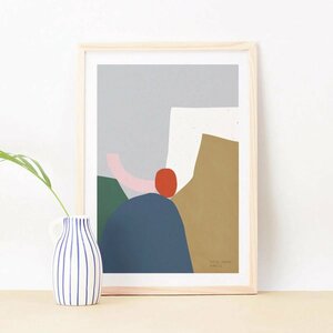 Colourful abstract landscape wall art Print A3 アート ポスター CoraAbstract 北欧 リビング Poster