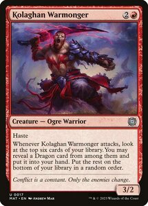 MTG ■赤/英語版■ 《コラガンの戦争屋/Kolaghan Warmonger》機械兵団の進軍：決戦の後に MAT