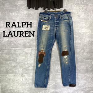 [RALPH LAUREN] Ralph Lauren (35) лоскутное шитье Denim брюки 