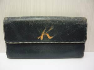 Kitamura Kitamura wallet folding in half long wallet navy leather a