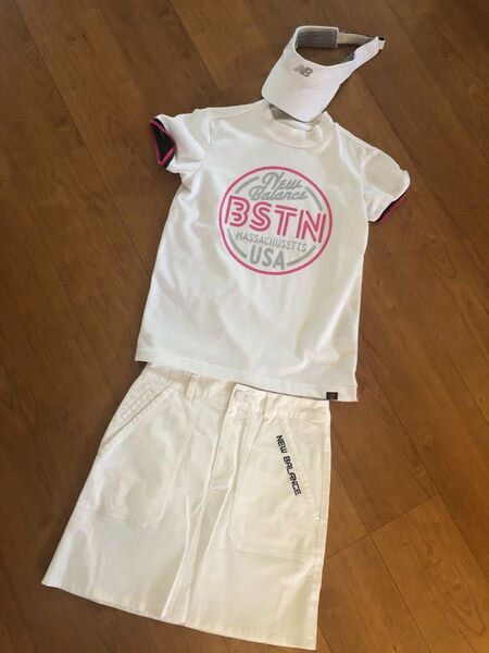 3点セット ニューバランスゴルフ レディース上下セットサンバイザーサイズ0 S モックネックシャツ