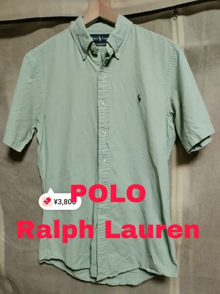 POLO RALPH LAUREN ラルフローレン ボタンダウンシャツ 半袖Sサイズ色グリーン