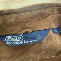 POLO RALPH LAUREN ポロラルフローレン 90s レザーシャツ スエード ブラウン ヴィンテージ_画像4