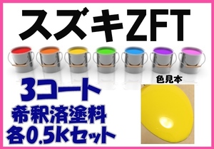 ◇ スズキZFT　3コート　塗料　チャンピオンイエロー4　スイフト　希釈済　カラーナンバー　カラーコード　ZFT