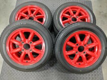 ブラックレーシング Black Racing 8スポーク 14インチ 6J +40 4H-114.3 バリ山 BRIDGESTONE 175/60R14 カプチーノ ワタナベ エイトスポーク_画像1