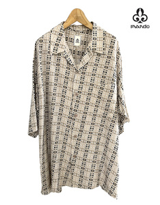 [ regular price 49,000 jpy ]mando man do check print silk . collar short sleeves shirt beige pattern size 3 L men's * sample beautiful goods 