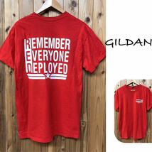 GILDAN /ギルダン /メンズL 半袖Tシャツ トップス プリントTシャツ ロゴT 赤 warriors@amazon アメカジ 海外輸入品 USA古着_画像1