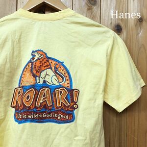 Hanes /ヘインズ /メンズS 半袖Tシャツ トップス プリントTシャツ MCM SUMMER 2019 ROAR! ライオン イエロー アメカジ USA古着