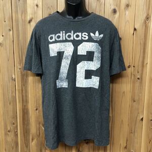 adidas /アディダス /メンズ 半袖Tシャツ トップス グレー ビッグロゴ プリントTシャツ トレフォイルロゴ 72 カジュアル スポーツ 古着