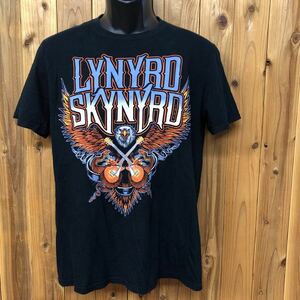 LYNYRD SKYNYRD /レーナード スキナード /メンズM 半袖Tシャツ バンドTシャツ トップス 黒 プリント ロゴT イーグル 蛇 アメカジ USA古着