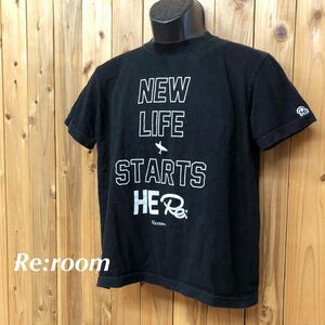 Re:room /リルーム /メンズS 黒 半袖Tシャツ トップス ロゴTシャツ プリントTシャツ サーフ カジュアル 綿100% 古着