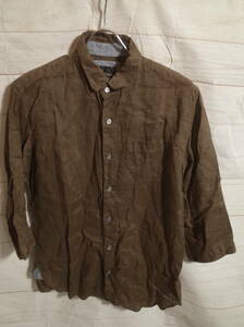  men's ph466 TK MIXPICE Takeo Kikuchi 7 minute height linen shirt M khaki series 