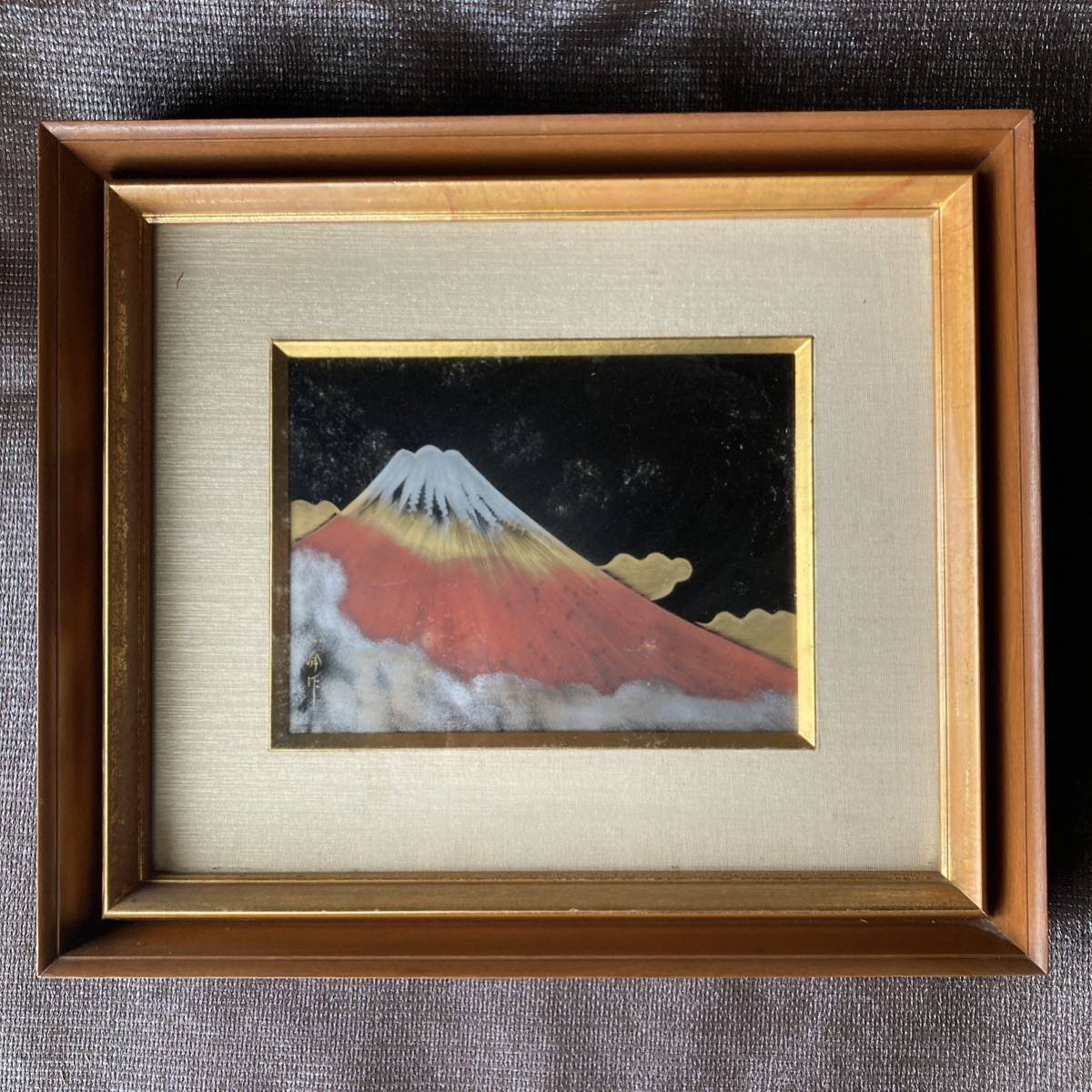 日出 富士山 垂海政美 大丸艺术部 传统工艺品 红色富士山 日本画 框画 室内入口 幸运符 好运工艺品, 工艺, 漆艺, 其他的