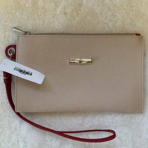 * Long Champ LONGCHAMP leather pouch leather clutch back 