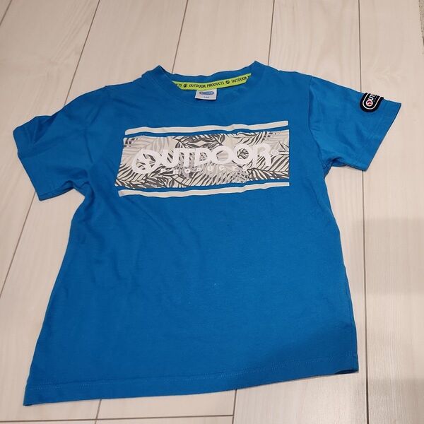 半袖 Tシャツ アウトドア OUTDOOR ブルー 青 ロゴ 140 ワッペン
