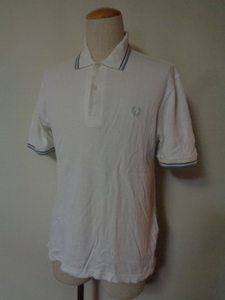 FRED PERRY フレッドペリー ビンテージ 半袖 ポロシャツ 40 Lサイズ 相当 白色 イングランド製 M3 MADE IN ENGLAND