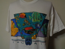 USA製 アメリカ製 ビンテージ 90年代 90s FRUIT OF THE LOOM フルーツオブザルーム ハワイ プリント Tシャツ L 熱帯魚_画像2