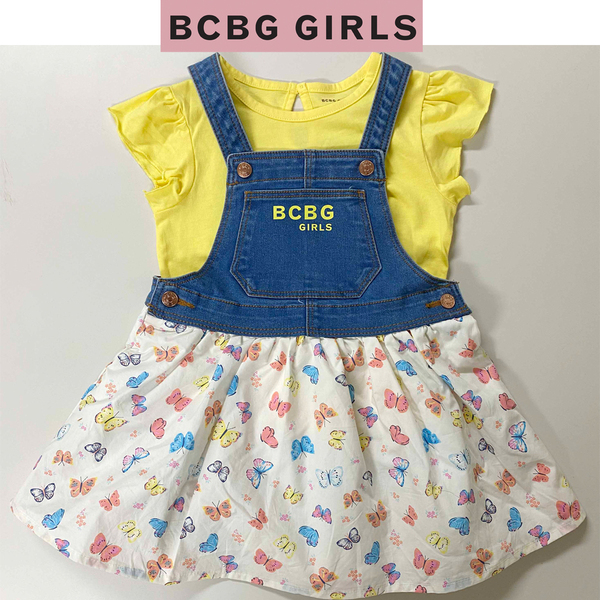 新品 110 ★ コストコ BCBG デニム ジャンパースカート Tシャツ セット 4T 100 105 上下 セットアップ ジャンスカ ガールズ ストレッチ