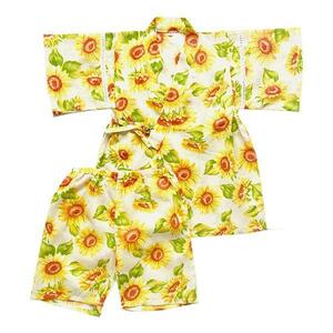 * new goods unused * child clothes girl Kids jinbei 110 beige 2 point set sunflower pattern .. cotton 100% summer festival ... pyjamas 74056a made in China 