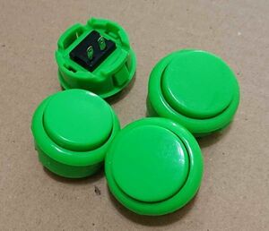 4個 30mm ボタン 緑 グリーン アーケードゲーム用 30Φ コントローラーアケコン用 プッシュボタン ハメ込み式押しボタン三和電子互換