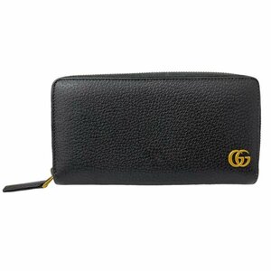 GUCCI グッチ 428736 ラウンドファスナー長財布 GGロゴ ブラック レザー メンズ レディース【中古】