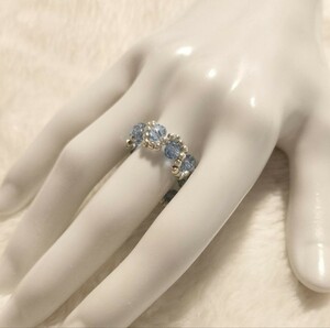[No.5269] ring ring .... beads light blue × silver 