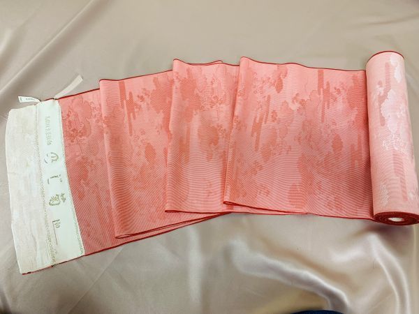 小紋 紋意匠 花文様 深支子色 正絹 反物-