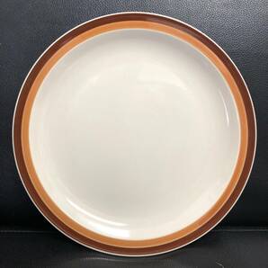 《食器》 銘無「茶とオレンジの縁 中サイズのプレート ×2枚セット」 円直径：約23.1cm・高さ：約1.8cm 中皿：2点の画像4