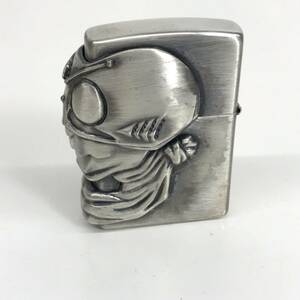 KZ6431★Zippo : 2003年 仮面ライダー サイドメタル フェイスクラッシュ オイルライター★MASKED RIDER 30th MODEL ジッポ