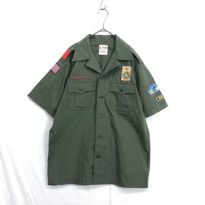 KZ6564★BOY SCOUTS OF AMERICA : ワッペン付 半袖シャツ★M★カーキ BILLY STONE'S ボーイスカウト