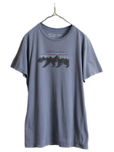 USA製 ■ 18年製 パタゴニア フィッツロイ ベアー プリント 半袖 Tシャツ メンズ L / 古着 PATAGONIA イラスト アウトドア スリムフィット_画像1