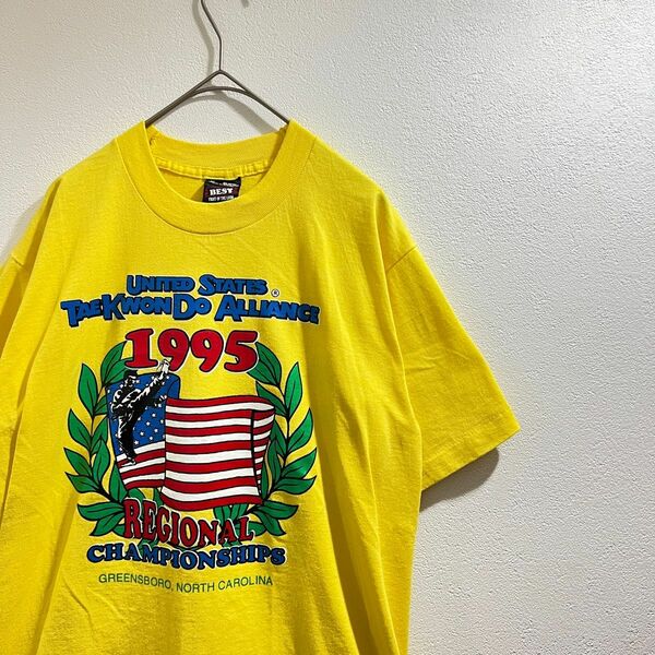 90s フルーツオブザルーム プリントTシャツ イエロー USA製 M USA製 Tシャツ 半袖Tシャツ RAP