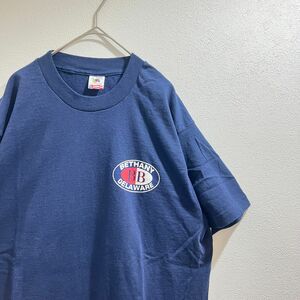 90s フルーツオブザルーム プリントTシャツ L ネイビー 半袖 USA製 USA製 Tシャツ 古着