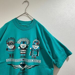 【USA製】90s ヴィンテージ インディアン キャラクターTシャツ L 古着 Tee フルーツオブザルーム
